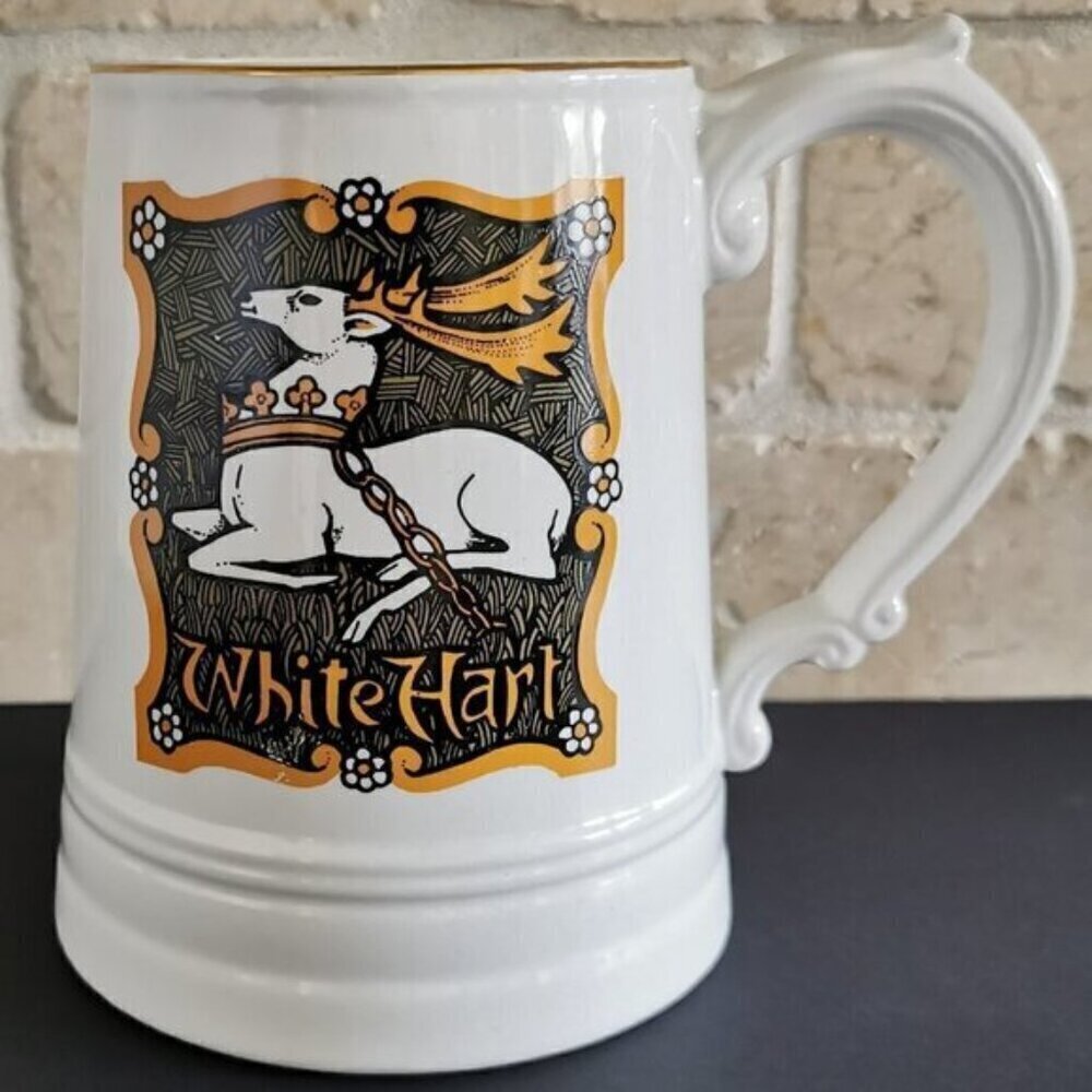 White Hart Stein Enoch Wedgwood Ye Olde Inn Large Mug Brewery Tankard Ren Faire